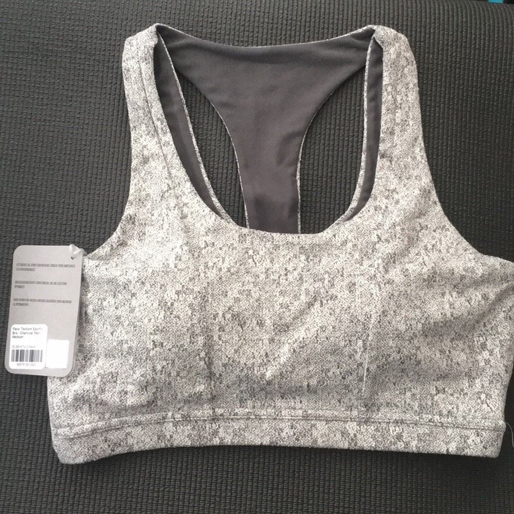 Gymshark Fleur texture charcoal marl sports bra